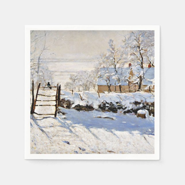 Guardanapo De Papel A pintura de Claude Monet, A Magpie, (Frente)