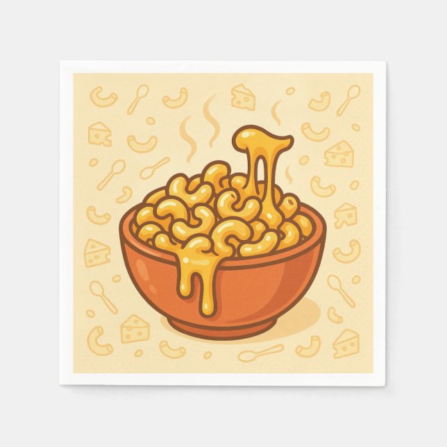 Guardanapo De Papel A playful, illustration of Mac and Cheese (Frente)
