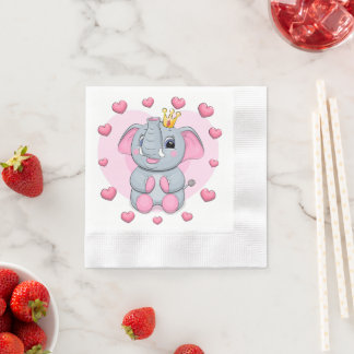 Guardanapo De Papel A princesa elefante de desenho animado bonito com 