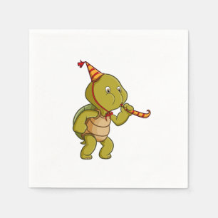 Guardanapo De Papel a tartaruga que comemora o aniversário e sopra