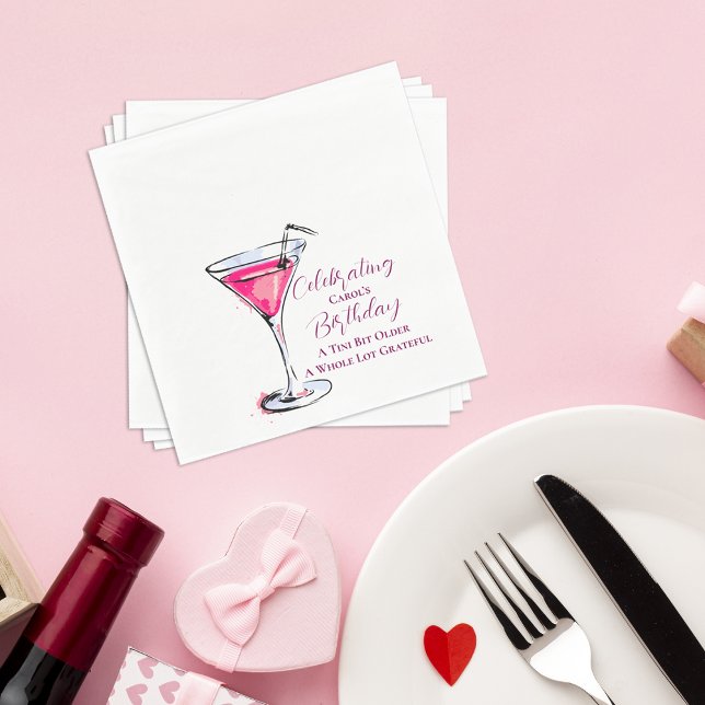 Guardanapo De Papel A Tini Bit Older Pink Martini Birthday Party Paper (A Tini Bit Older Pink Martini Birthday Party Paper Napkins)