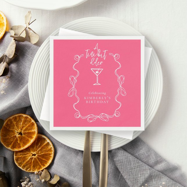 Guardanapo De Papel A Tiny Bit Older Pink Hand Drawn Birthday Party  (Criador carregado)