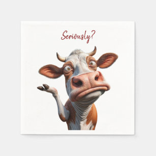 Guardanapo De Papel A vaca Bobo - "Sério?" Design de citação engraçado