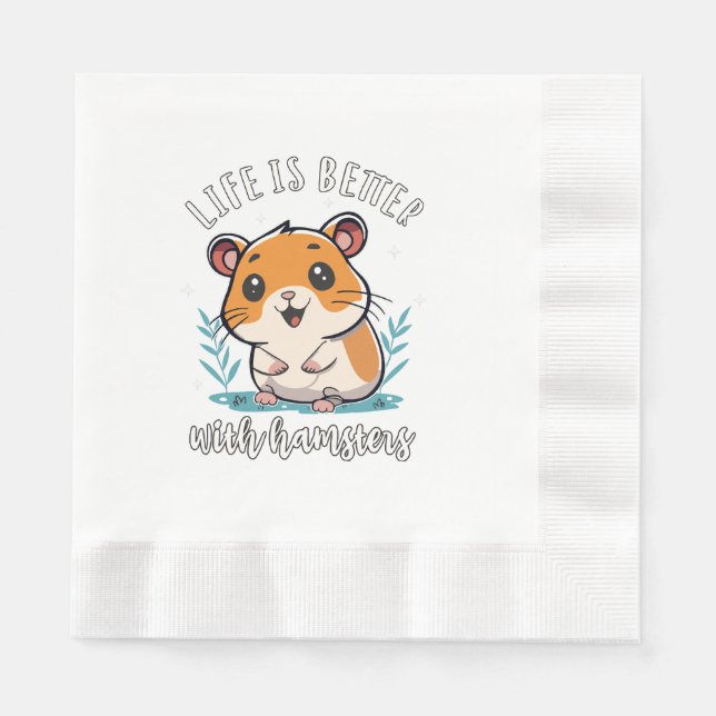 Guardanapo De Papel A Vida é Melhor Com Hamsters (Frente)