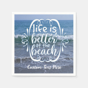 Guardanapo De Papel A vida é melhor cotação de praia oceano personaliz