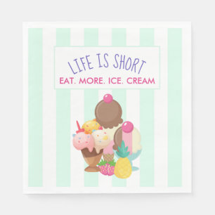 Guardanapo De Papel A vida é Short come mais sorvete