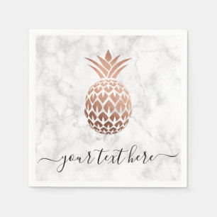 Guardanapo De Papel Abacaxi branco-rosa de-cobre elegante