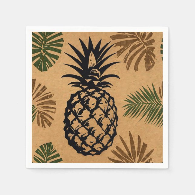 Guardanapo De Papel Abacaxi com Folhas Tropicais  (Frente)