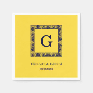 Guardanapo De Papel Abacaxi, Marinho Chave Grego Azul nº 1 Monograma e