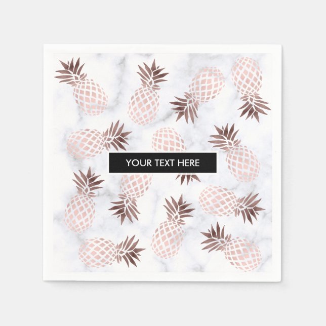 Guardanapo De Papel abacaxi rosa de ouro branco elegante e moderno (Frente)