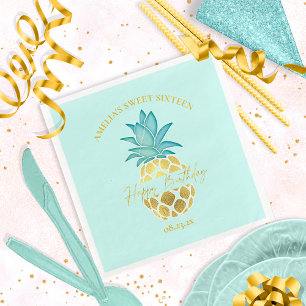 Guardanapo De Papel Abacaxi tropical Sweet 16 Happy Birthday ID922