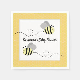 Guardanapo De Papel Abelha Bumble Bee Cinza Amarelo Personalizada