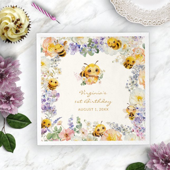 Guardanapo De Papel Abelha de Aniversário (Bee Birthday Paper Plates
)