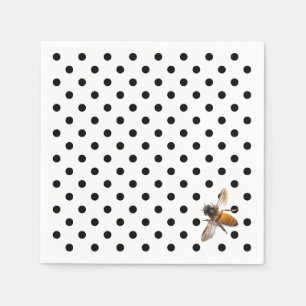 Guardanapo De Papel Abelha padrão polka-dot preto