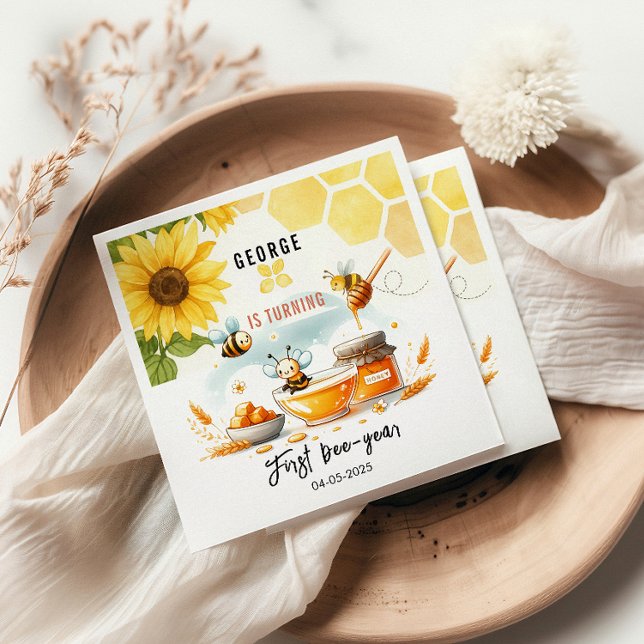 Guardanapo De Papel Abelhas Amarelas e Girassol Bonitas 1rua Aniversár (Criador carregado)