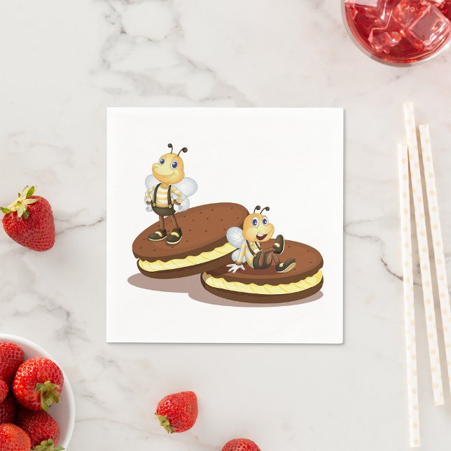 Guardanapo De Papel Abelhas Em Dois Biscoitos Papel Nápoles (Criador carregado)