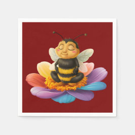 Guardanapo De Papel Abelhas Em Uma Flor Vibrante Fazendo Yoga