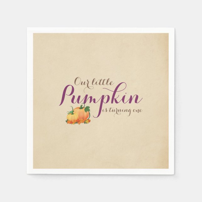 Guardanapo De Papel Abóbora Abóbora Primeira Festa de aniversário Púrp (Frente)