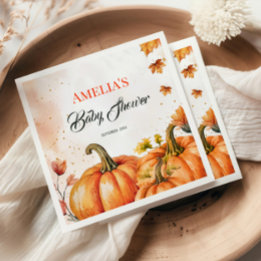Guardanapo De Papel Abóbora Aquarela Laranja Dourada Elegante Folhas d