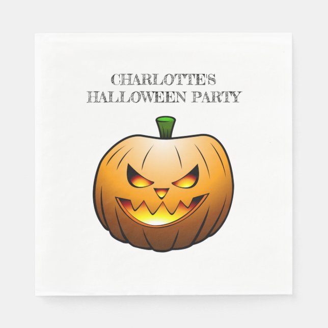 Guardanapo De Papel Abóbora de Halloween aconchegante Jack o'lantern (Frente)