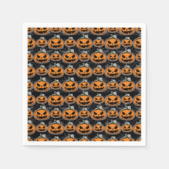 Guardanapo De Papel Abóbora de Halloween Assustadora Jack O'Lanterns (Frente)