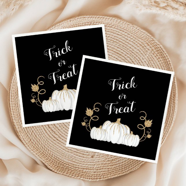 Guardanapo De Papel Abóbora de Halloween Feliz Preta Fofa (Cute Black Happy Halloween Pumpkin Napkins)