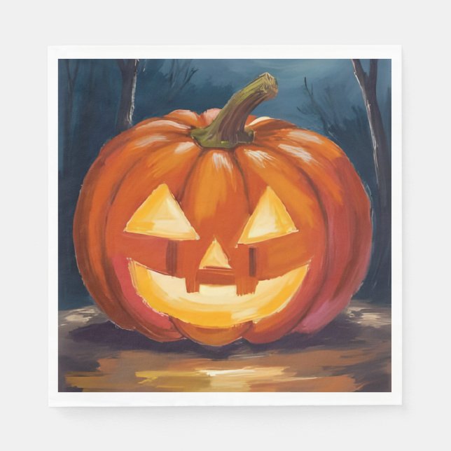 Guardanapo De Papel Abóbora de Halloween Jack-O-Lantern (Frente)