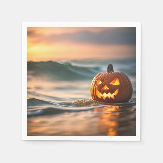 Guardanapo De Papel Abóbora de Halloween na Costa Marítima (Frente)