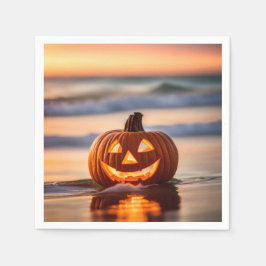 Guardanapo De Papel Abóbora de Halloween na Praia