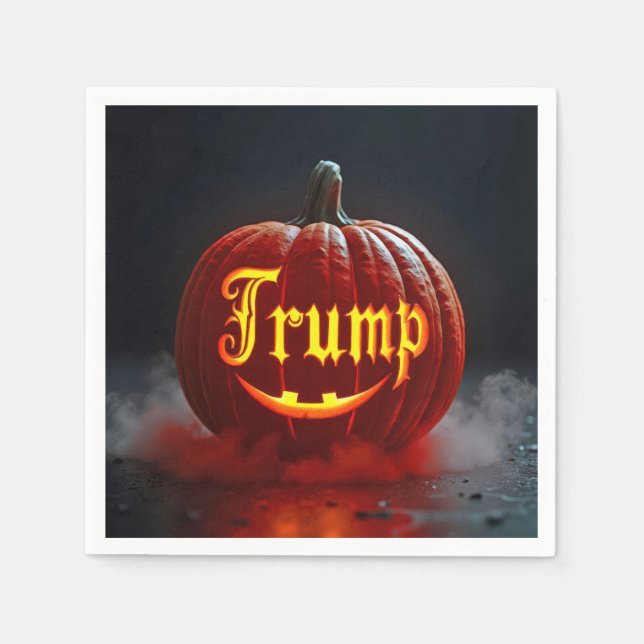 Guardanapo De Papel Abóbora de Halloween Trump na Névoa (Frente)