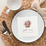 Guardanapo De Papel Abóbora de outono e Chá de panela de flores silves<br><div class="desc">Apaixonem-se por este belo design de rusticidade para chás de panela de outono. Design quente e elegante apresenta flores silvestres,  folhagem e uma abóbora em cores de queda macia. "Fall in Love" (Cair no Amor) aparece abaixo,  junto com seu texto personalizado.</div>