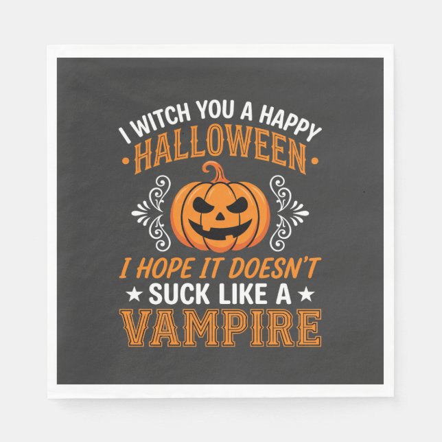 Guardanapo De Papel Abóbora de Vampiro de Halloween Engraçado (Frente)