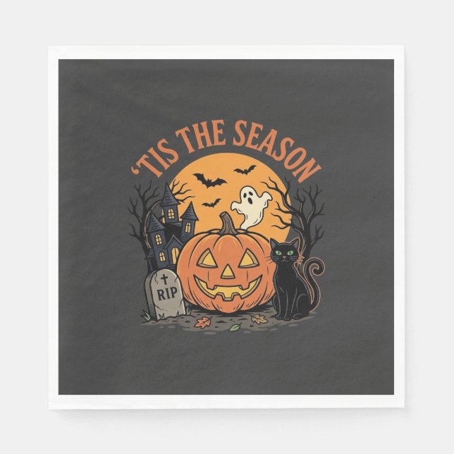 Guardanapo De Papel Abóbora Engraçada Desenho de Piada de Halloween2 ( (Frente)