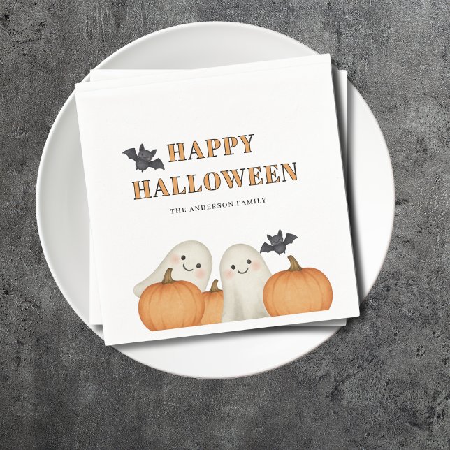 Guardanapo De Papel Abóbora Fantasma Festa de Halloween Personalizada  (Criador carregado)