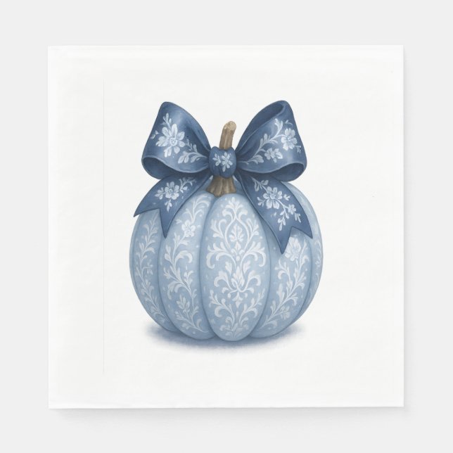Guardanapo De Papel Abóbora Floral Azul (Frente)