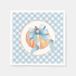 Guardanapo De Papel Abóbora pequena xadrez azul pastel primeiro aniver