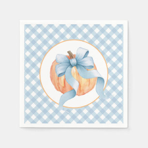 Guardanapo De Papel Abóbora pequena xadrez azul pastel primeiro aniver