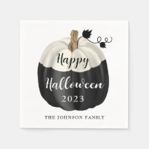 Abóbora Preta e Branca Fofa Feliz Halloween 2022 