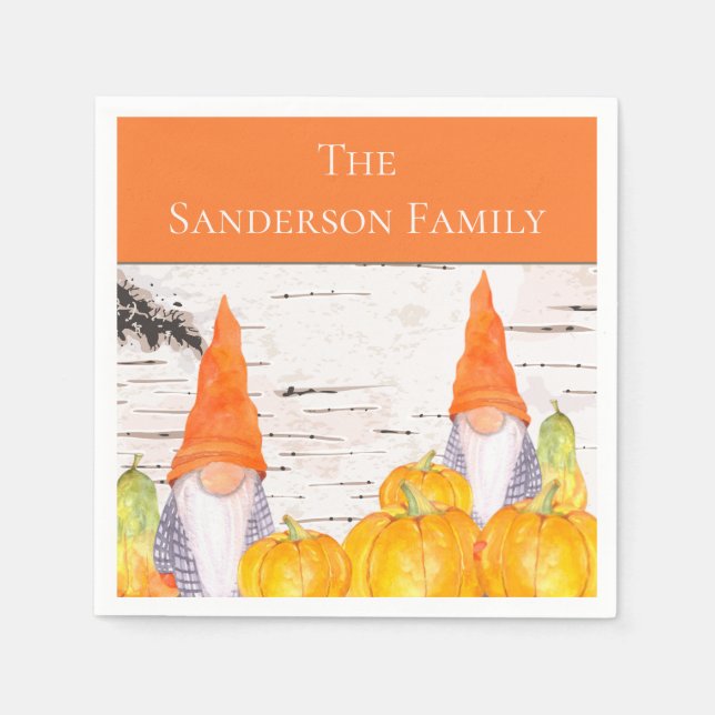 Guardanapo De Papel Abóbora-xadrez Rústica Gnomo (Frente)