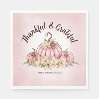 Guardanapo De Papel Abraço Floral de Ação de Graças Pumpkin Rosa