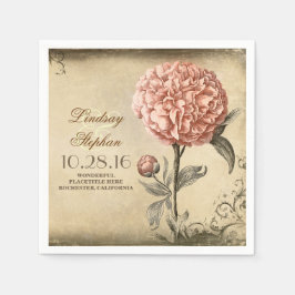 Guardanapo De Papel Abrigos de casamento vintage com flor rosa de pedô