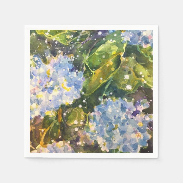 Guardanapo De Papel Abrigos de impressão de cores aquáticas Hydrangea (Frente)