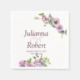 Guardanapo De Papel Abrigos florais de cor d'água púrpura