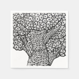 Guardanapo De Papel Abstract Tree Drawing Oval Shapes Design