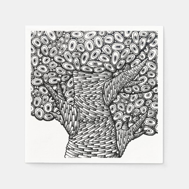 Guardanapo De Papel Abstract Tree Drawing Oval Shapes Design (Frente)