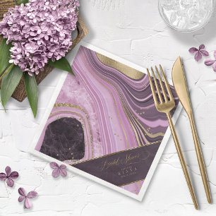 Guardanapo De Papel Abstrato Agate Chá de panela Mauve ID827