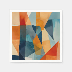 Guardanapo De Papel Abstrato Ângulos de Azul e Laranja