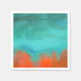 Guardanapo De Papel Abstrato Art Sky Fire Lava Coral Turquoise Laranja