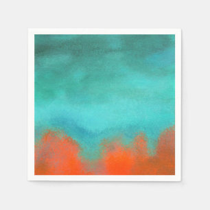 Guardanapo De Papel Abstrato Art Sky Fire Lava Coral Turquoise Laranja