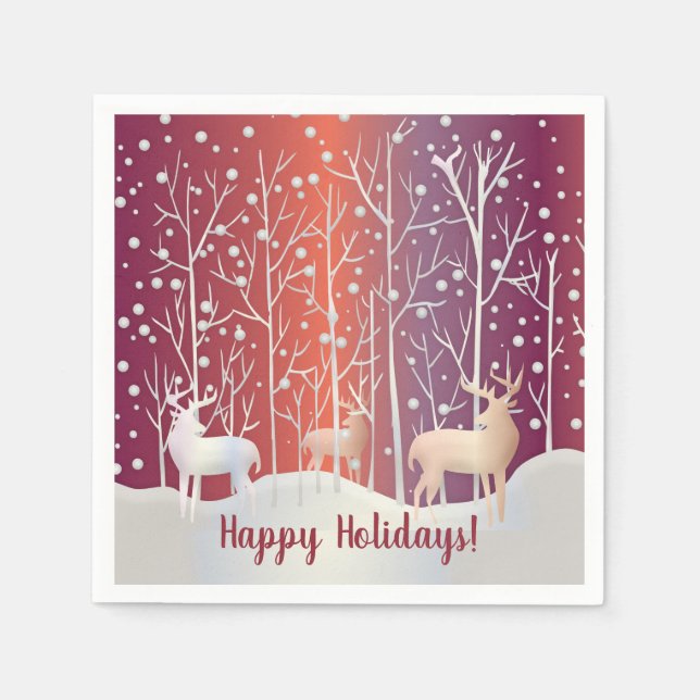 Guardanapo De Papel Abstrato, árvores e neve (Frente)